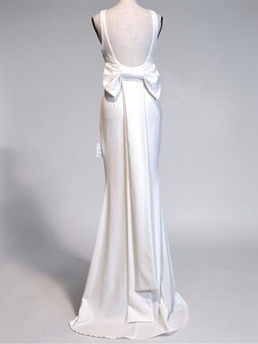 Lulus Loving Fate White Bow Square Neck Backless Maxi Dress Wedding Gown Small